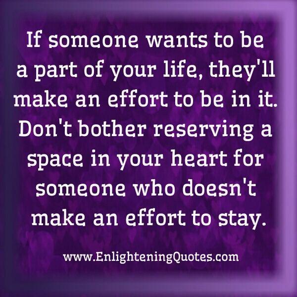 If someone wants to be part of your Life