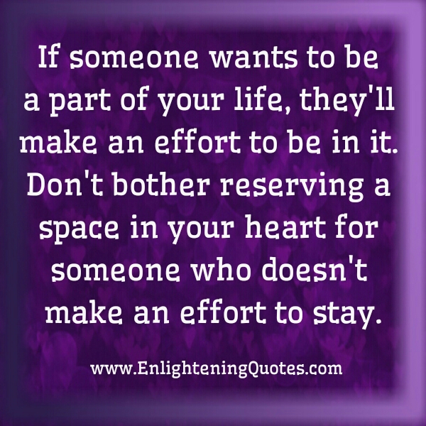 If someone wants to be part of your Life