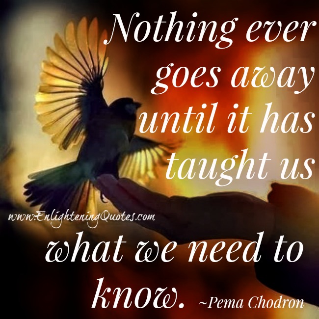 Nothing ever goes away until it has taught us what we need to know